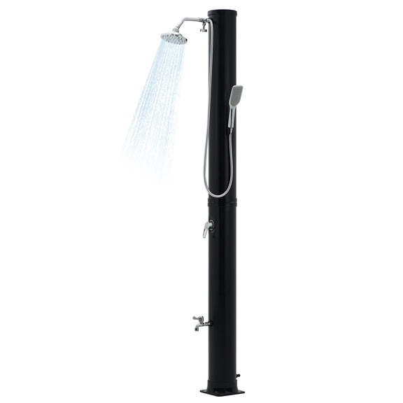 Ataujin 9.3 Gallon Solar Heated Outdoor Shower-360° Rainfall & 6FT Handheld Sprayer, Pool Shower with Foot Faucet, Beach Garden Spa Shower with Protective Cover, Poolside Shower with Hot & Cold Water