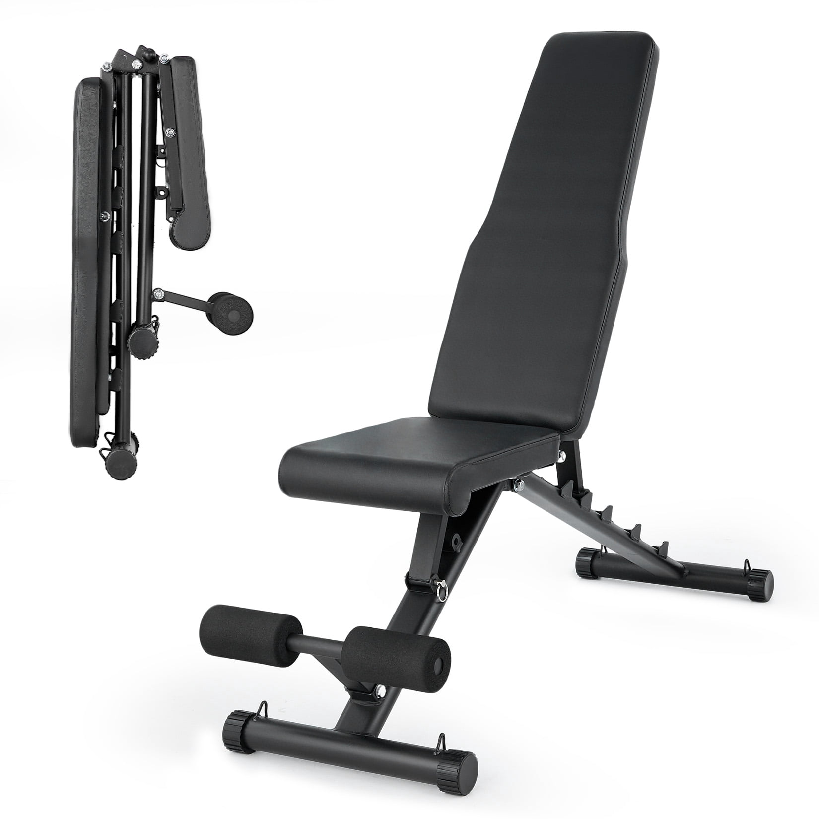 Ataujin Adjustable Foldable Weight Bench, Workout Bench with Multi-Position Incline Decline Flat, Workout Utility Weight Bench Full Body Strength Training Bench