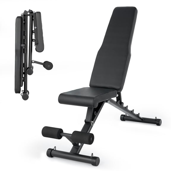 Ataujin Adjustable Foldable Weight Bench, Workout Bench with Multi-Position Incline Decline Flat, Workout Utility Weight Bench Full Body Strength Training Bench