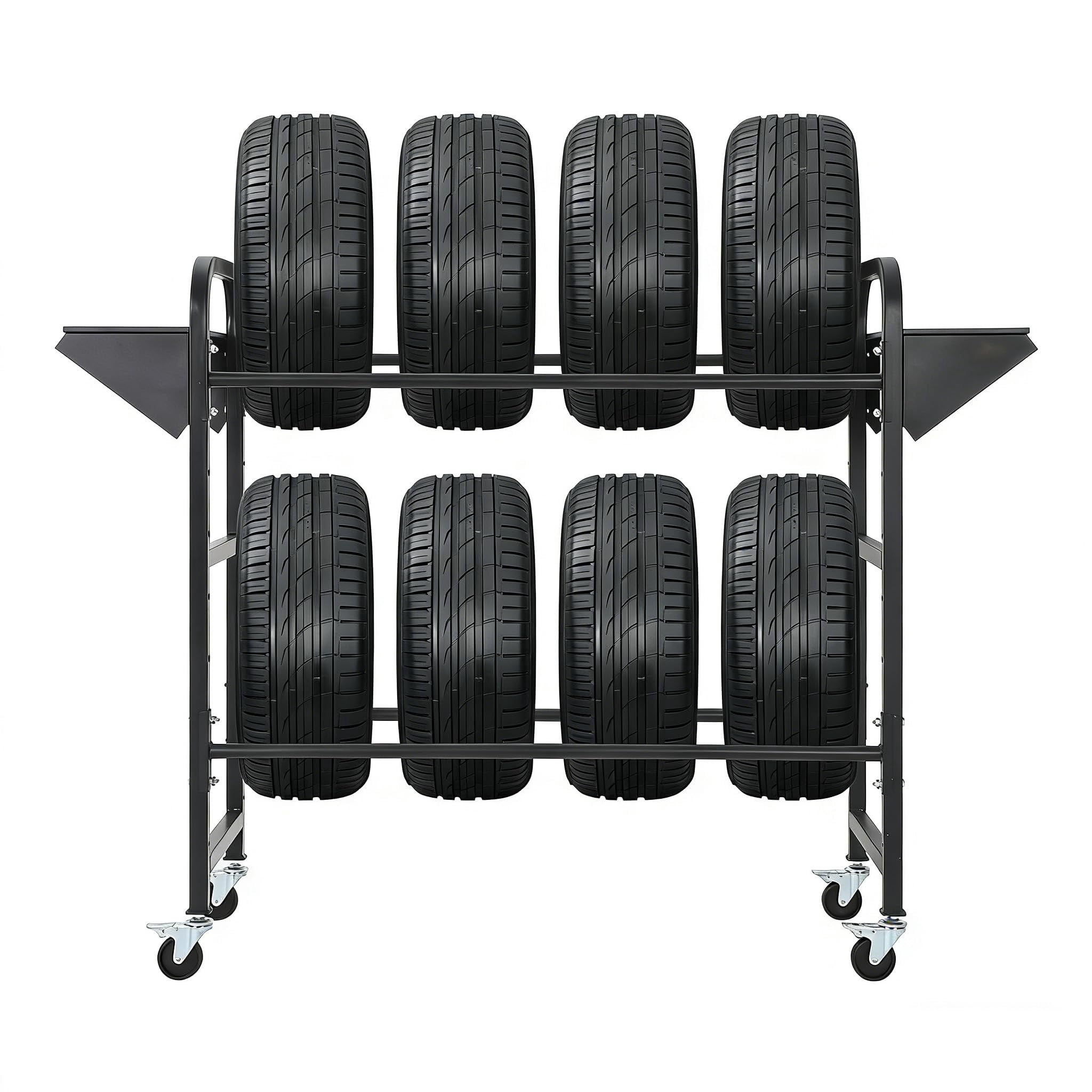 Moveable Tire Racking Ataujin Adjustable Heavy-Duty Rolling Tire Storage Rack, 2-Tier Garage ...
