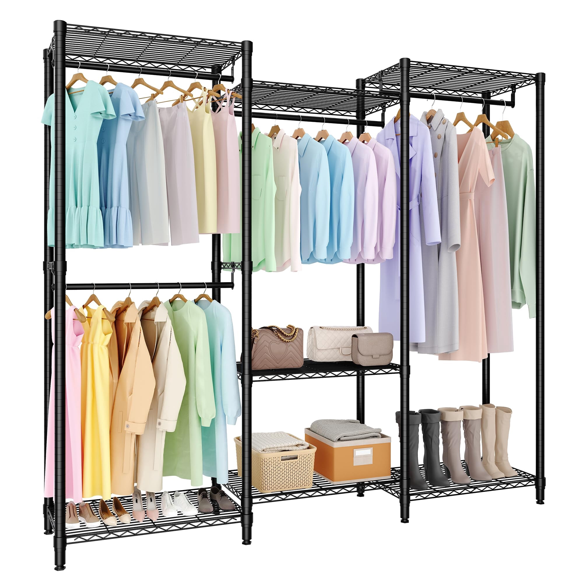 Ataujin Heavy Duty Clothes Rack, Portable Wardrobe Organizer, Load