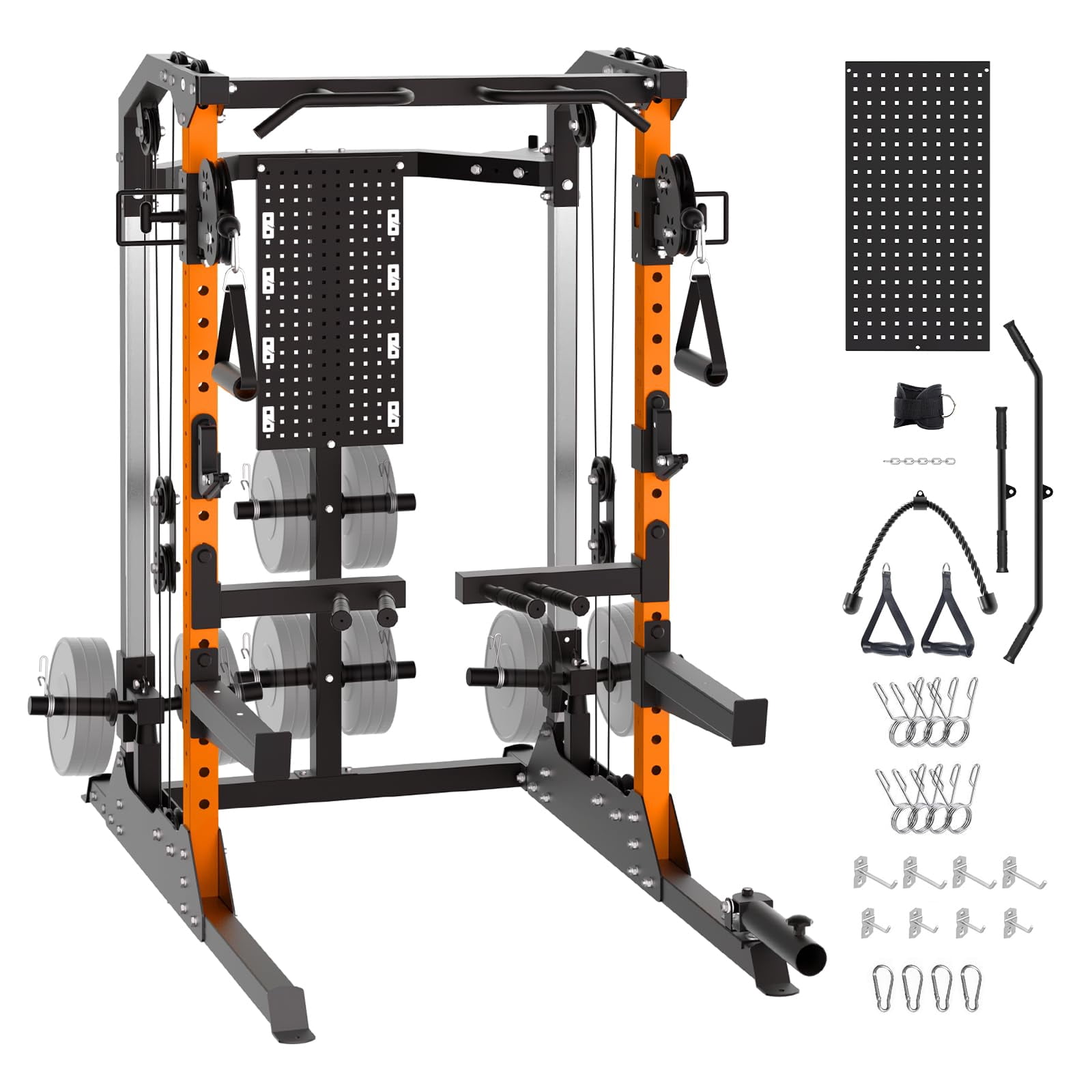 Ataujin Multi-Functional Machine Power Cage, 2000LB Power Rack with Independent Dual Pulley System, Home Gym Workout Machine for Stability & Strength Training