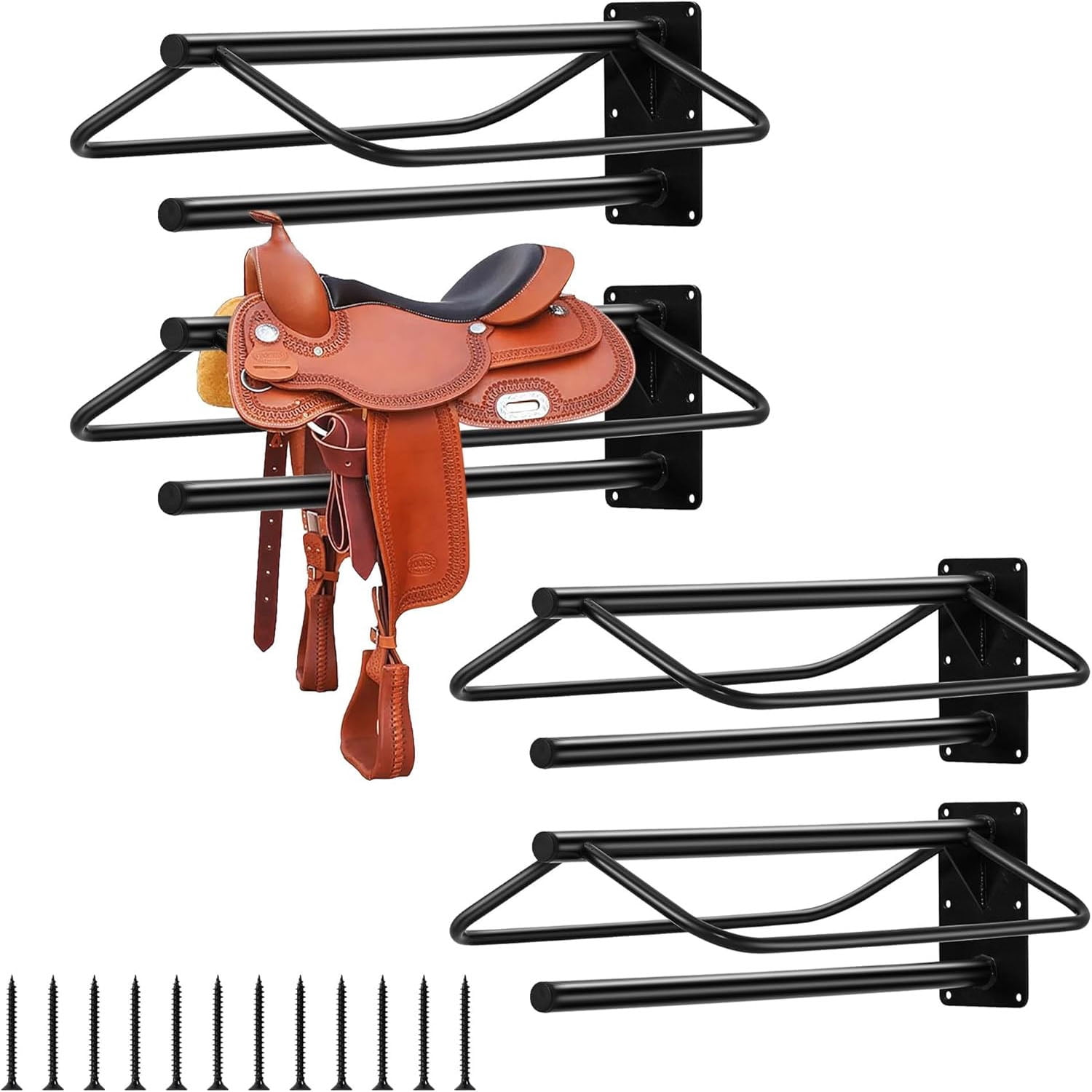 Ataujin Saddle Rack Heavy Duty, Wall Mounted Carbon Steel Saddle Holder ...