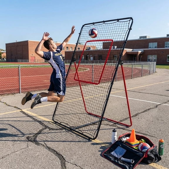 Ataujin Volleyball Rebounder Net 7x4 ft, Portable Bounce Back Training Net with 5 Adjustable Angles, Sturdy Multi-Sport Return Trainer for Volleyball, Baseball, Softball