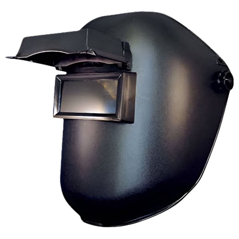 Adjustable Flip-Front Welding Helmet Headgear With Square View Window – Full Protection Hood For Men & Women (Black Plastic)