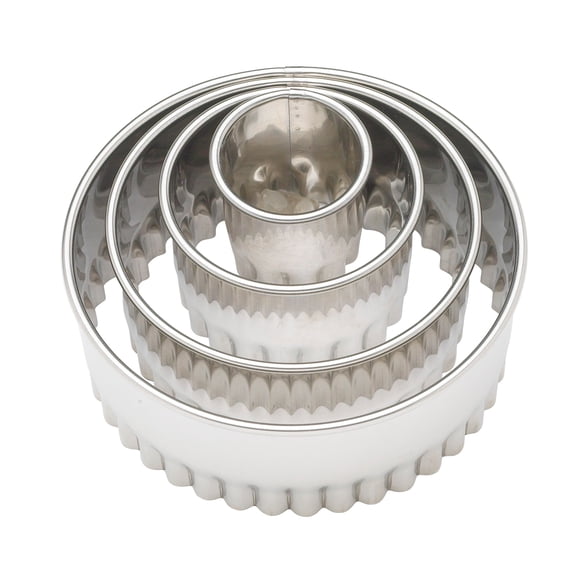 Harold Ateco Fluted Stainless Steel Round Cookie Biscuit Pastry Cutter, Set Of 4