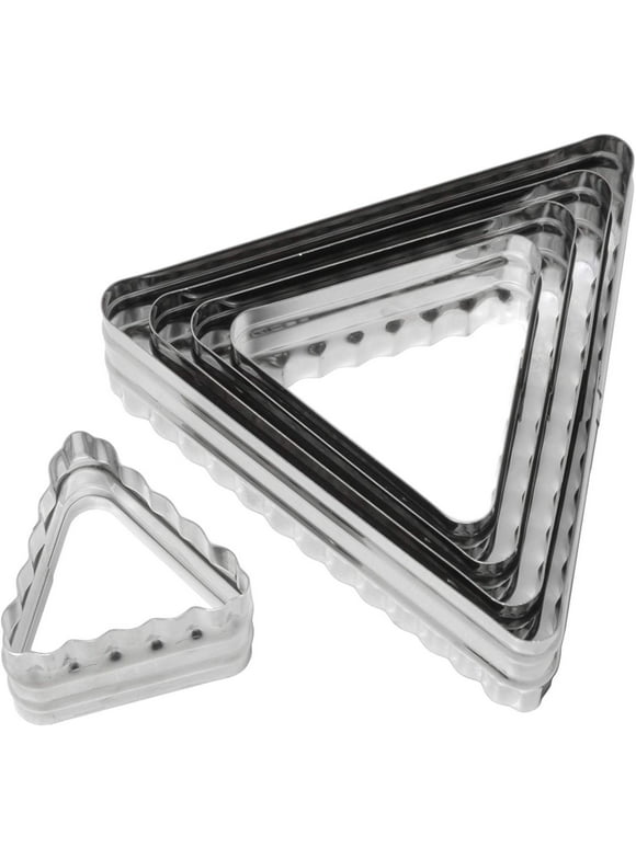 Ateco 52560 Double Sided Triangle Cutters in Graduated Sizes, Fluted & Plain Edges, Stainless Steel, 6 Pc Set