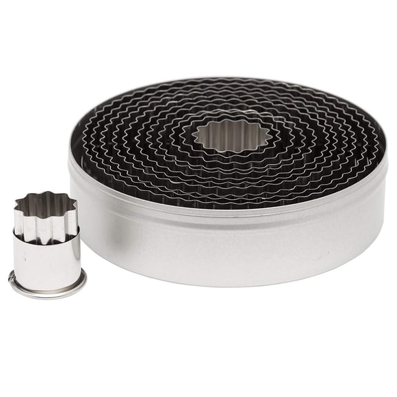 Ateco 5407 Fluted Edge Round Cutters in Graduated Sizes, Stainless Steel, 12 Pc Set