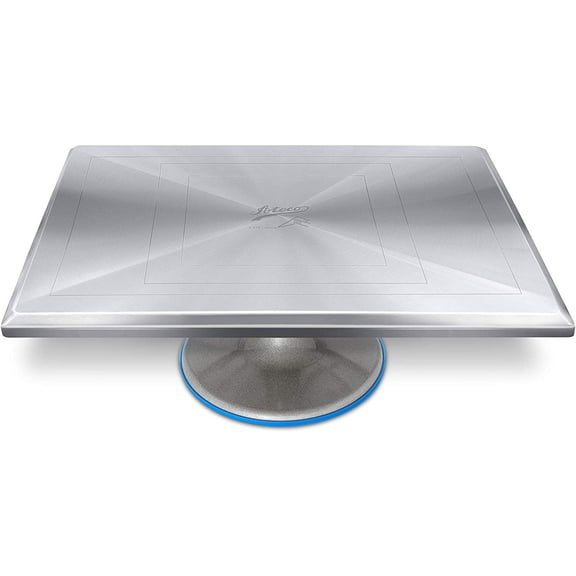 Ateco 614 Revolving Cake Decorating Stand Aluminum Turntable and Base, 12 by 16-Inch Rectangle, Metallic