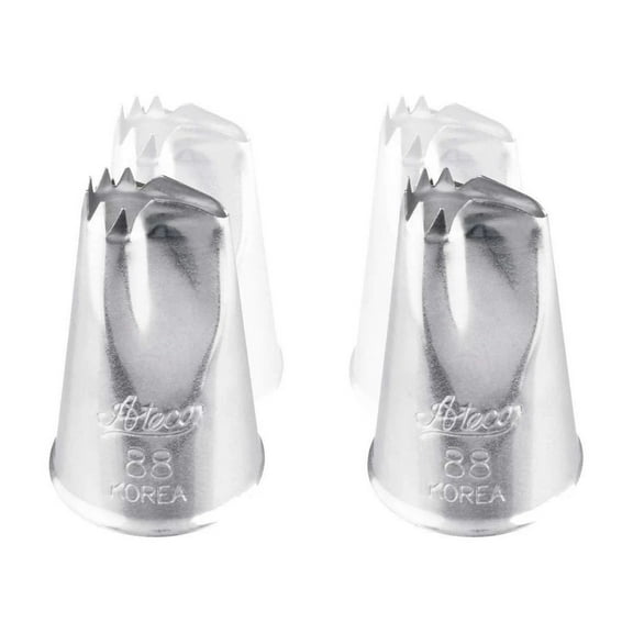 Ateco 88 Ruffle Piping Cake Decorating Tubes, Plain Tips For Bakeware (2 Pc)