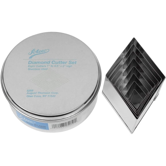 Ateco 8pc Stainless Steel Diamond Shaped Cutter Set