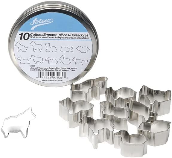 Stainless Steel Animal-Shaped Cookie Cutter Set, 10 Pieces