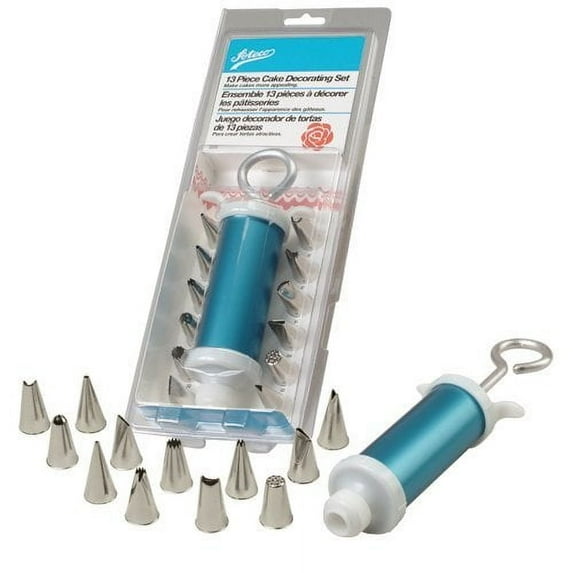 Ateco Cake Decorating Set, 13 Piece, 1.5"W x 4"H, Silver