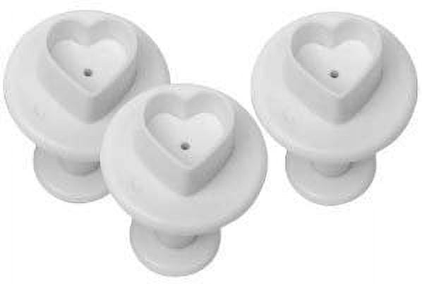 Set of 3 White Plastic Heart Cookie Cutters