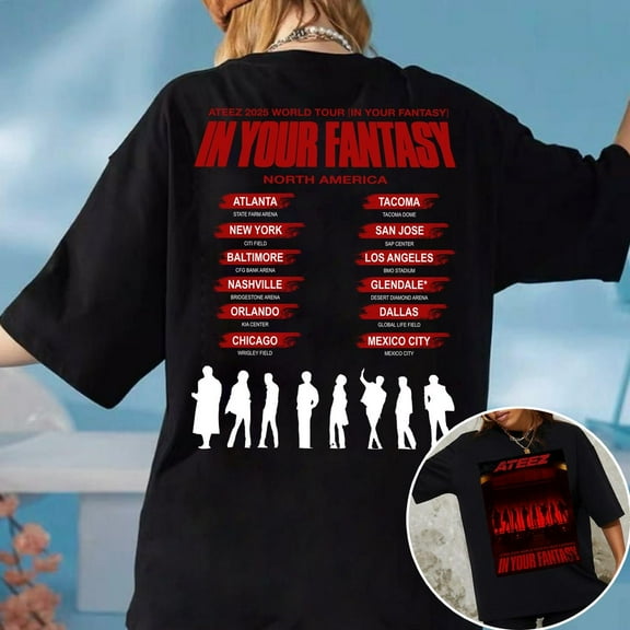 Ateez 2025 World Tour in Fantasy T-shirt, Ateez Golden Hour Part 2 Shirt, Ateez World Tour 2025 Shirt,Black Color,Size L
