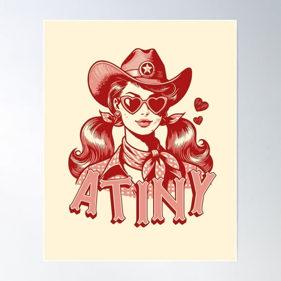 Ateez Atiny Cowgirl Typography Morcaworks Poster Wall Art, Modern Wall Decor For Living Room Bedroom, 24x36 UNFRAMED