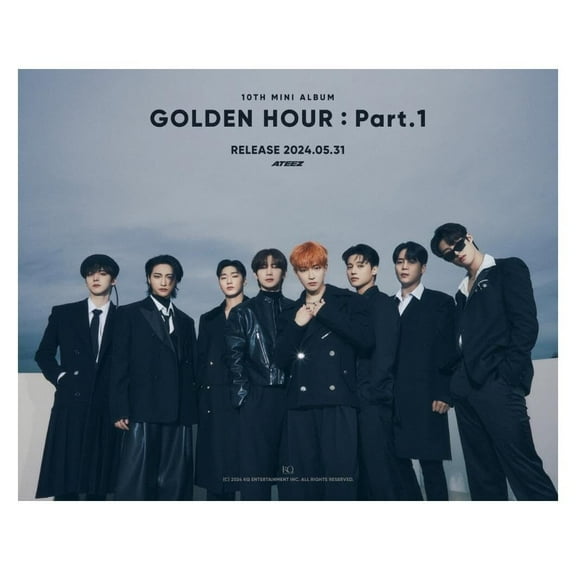 Ateez Golden Hour Part 1 Hongjoong Seonghwa Yunho Yeosang San Mingi Wooyoung Jongho Photo Music Poster K-Pop Home Decor For Living Room Aesthetic Kpop Male Boys Group Boy Band