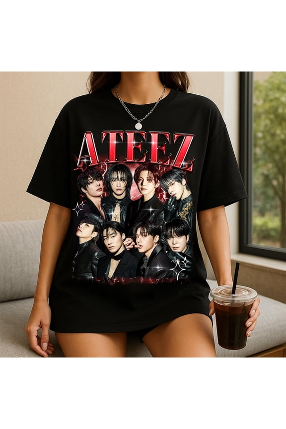 Ateez Golden Hour Part 4 Graphics T-Shirt, Vintage Music Theme Casual Tee