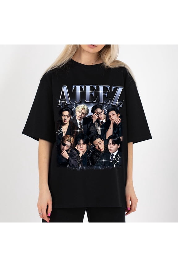 Ateez Golden Hour Part 4 Graphics T-Shirt, Vintage Music Theme Casual Tee