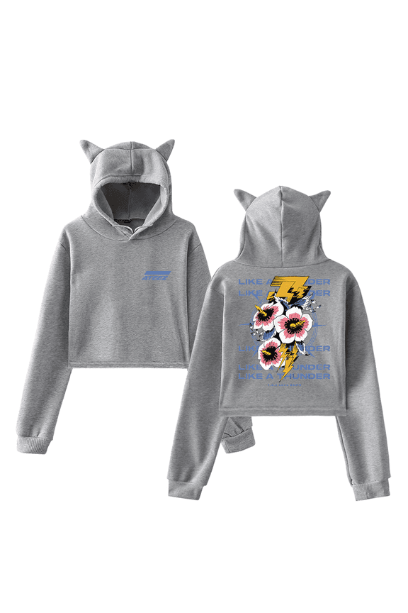 Ateez Merch Answer Single 1 2 3 Let's Burn Hoodie Pullover Cat Ears Hoodie Fashion Kpop Long Sleeve Top Women Clothes