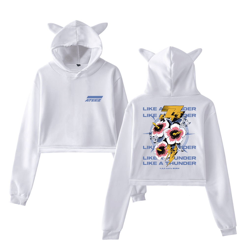Ateez Merch Answer Single 1 2 3 Let's Burn Hoodie Pullover Cat Ears ...