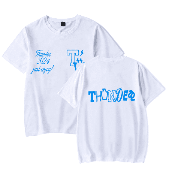 Ateez Merch Tee Blue Thunder Pigment T-Shirt Fashion Kpop Men Women shirt Sweatshirt tshirt Casual Short Sleeve T-shirts