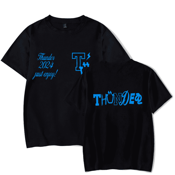 Ateez Merch Tee Blue Thunder Pigment T-Shirt Fashion Kpop Men Women shirt Sweatshirt tshirt Casual Short Sleeve T-shirts
