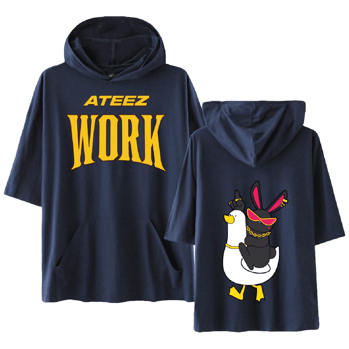 Ateez Merch Work Single Logo T-shirt with Hooded Kpop Cool