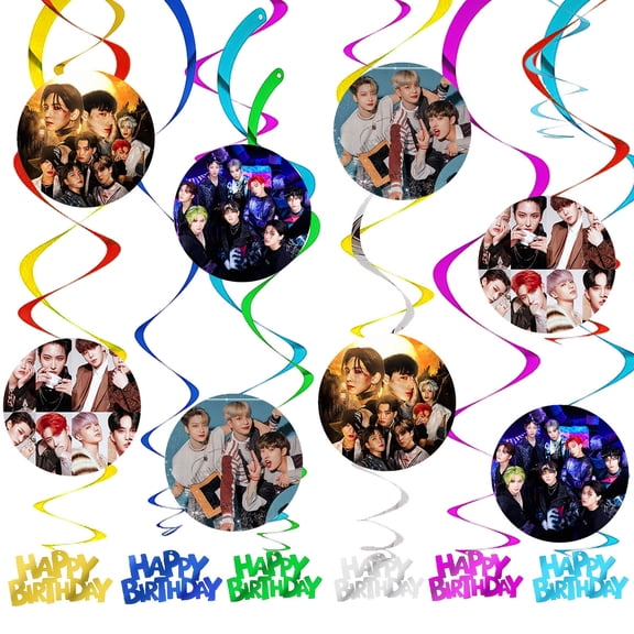 Ateez Party Decorations Hanging Swirl Sign Whirls Birthday Streamer Ceiling Decor Supplies 14 pcs