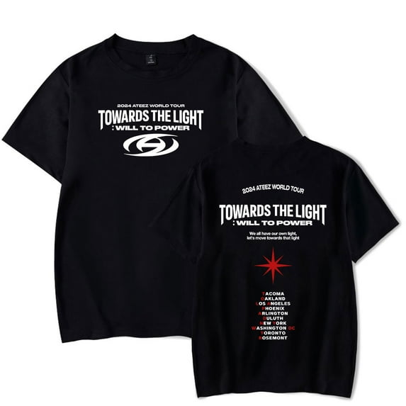 Ateez Towards The Light Will To Power World Tour merch T Shirt Short Sleeve crewneck tshirt men/women trendy Top