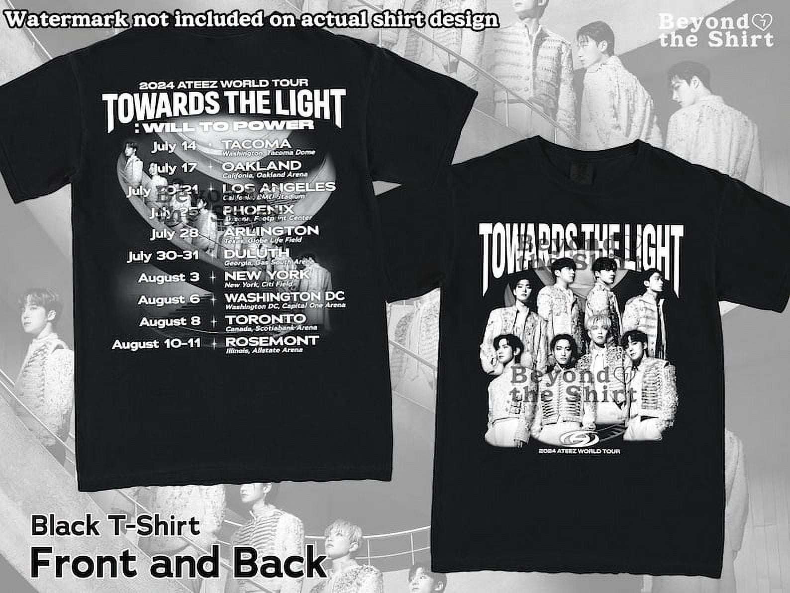 Ateez Towards the light world tour 2024 tshirt ateez tour