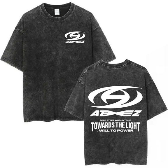 Ateez Vintage Oversized Kpop T-shirt -2025 World Tour Women's Men's Pure Cotton Short sleeved Street Wear