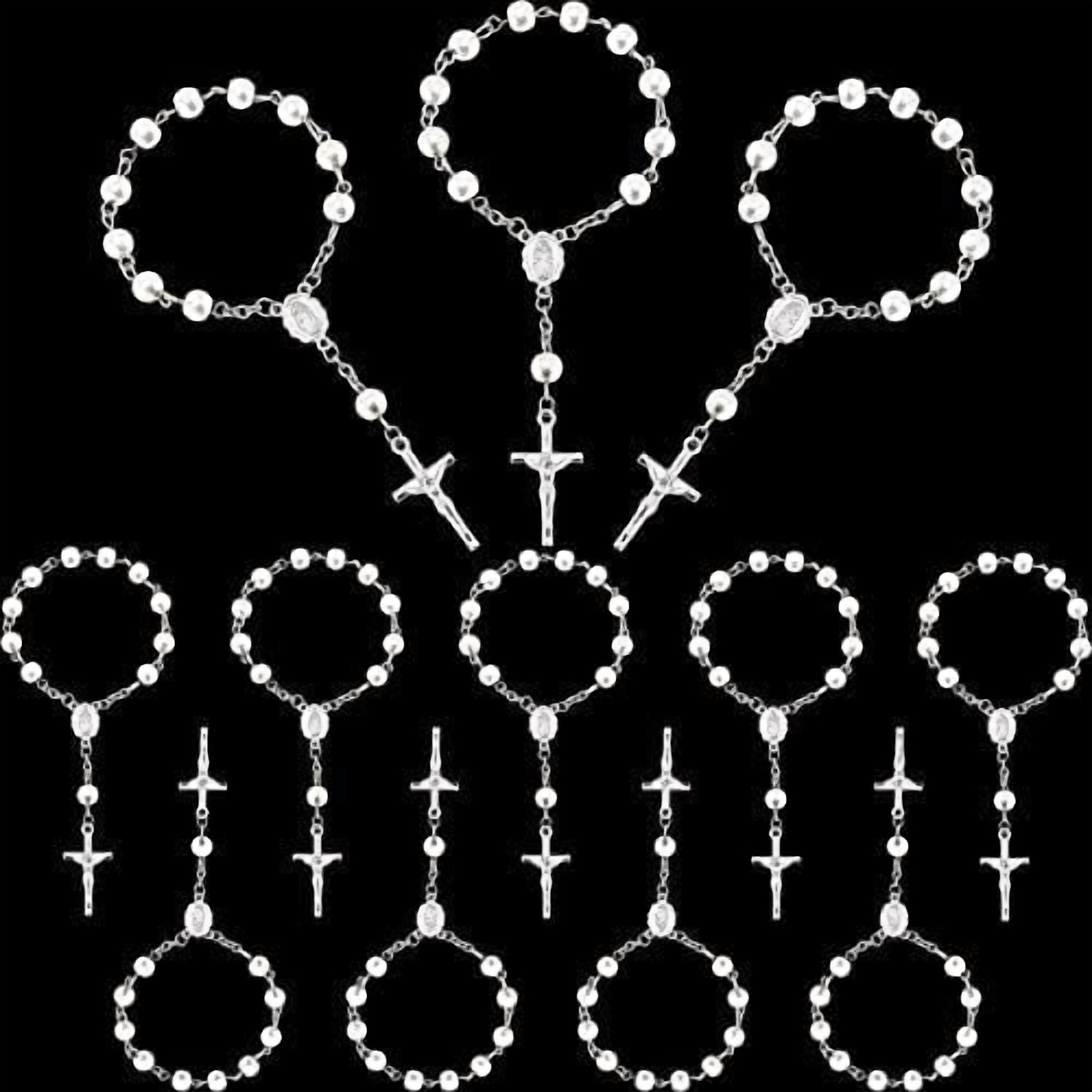 Atefa 12 Pieces Baptism Rosary Mini Rosary Baptism Favors Centerpieces for Party on Table Christening Favors Communion Favors Weddings Party Favors(White)