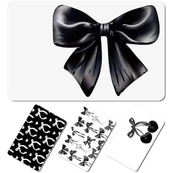 Atefa 16 Pcs Credit Card Skin Cover Set Debit Card Stickers Elegant Waterproof PVC ID Cover Anti-wrinkling for Transportation Fun Gift Idea(Bow,Black)