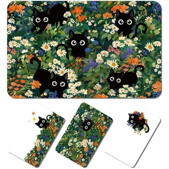 Atefa 16 Pcs Credit Card Skin Cover Set Debit Card Stickers Elegant Waterproof PVC ID Cover Anti-wrinkling for Transportation Fun Gift Idea(Cat,Green)