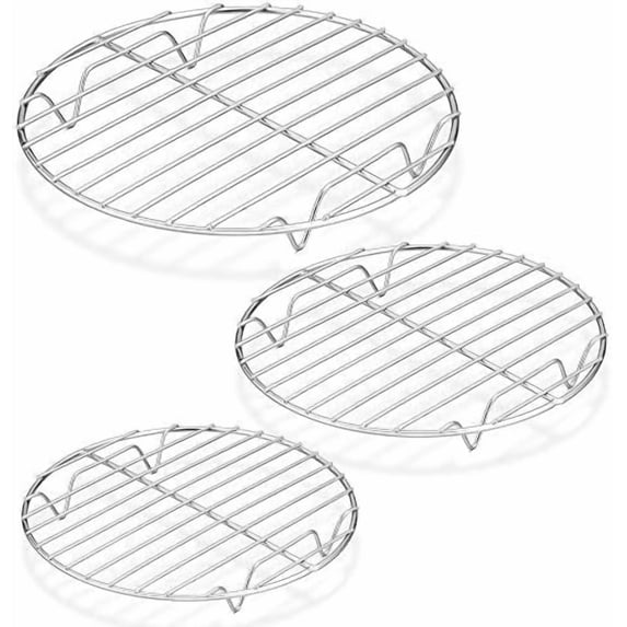Atefa Round Cooking Rack, 3 Pcs Stainless Steel Baking Cooling Steaming Grilling Rack, Fits Air Fryer/Stockpot/Pressure Cooker/Round Cake Pan, Oven & Dishwasher Safe (7.5 + 9 + 10.5 Inch)