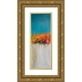 thumbnail image 1 of Atelier B Art Studio 11x24 Gold Ornate Wood Framed with Double Matting Museum Art Print Titled - Colorful Abstract Basket of Flowers, 1 of 4
