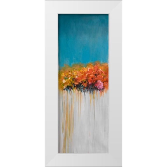 Atelier B Art Studio 11x24 White Modern Wood Framed Museum Art Print Titled - Colorful Abstract Basket of Flowers
