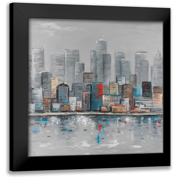 Atelier B Art Studio 12x12 Black Modern Framed Museum Art Print Titled - Abstract City Skyline