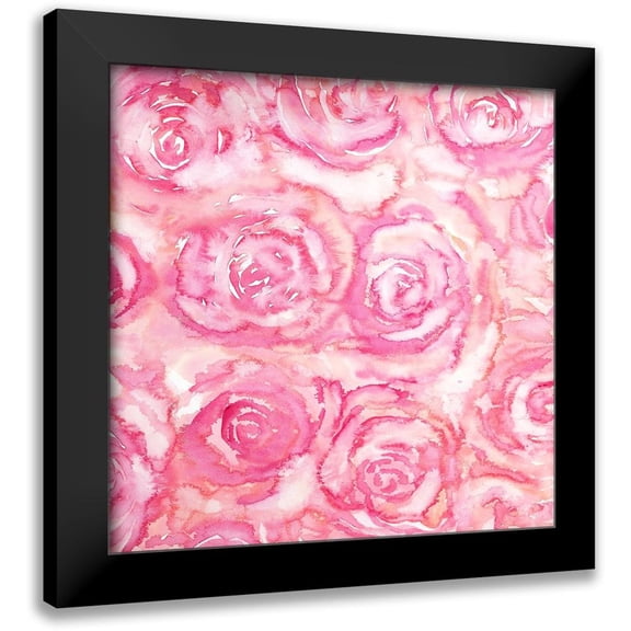 Atelier B Art Studio 12x12 Black Modern Framed Museum Art Print Titled - BOUQUET OF ROSES IN WATERCOLOR