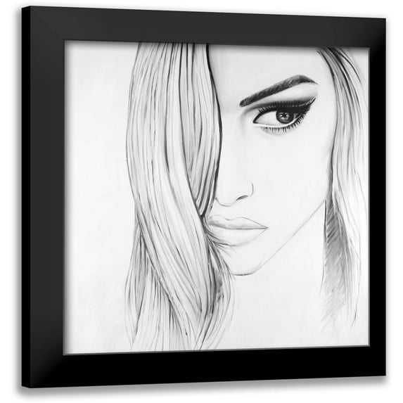 Atelier B Art Studio 12x12 Black Modern Framed Museum Art Print Titled - Black and White Portrait