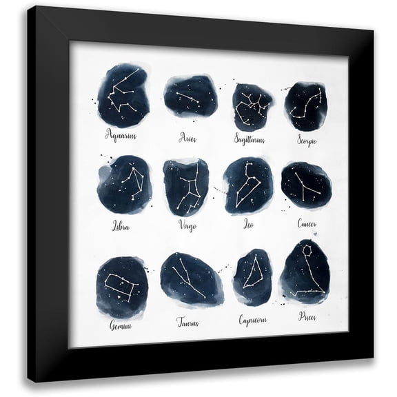 Atelier B Art Studio 12x12 Black Modern Framed Museum Art Print Titled - CONSTELLATIONS ZODIAC SIGN