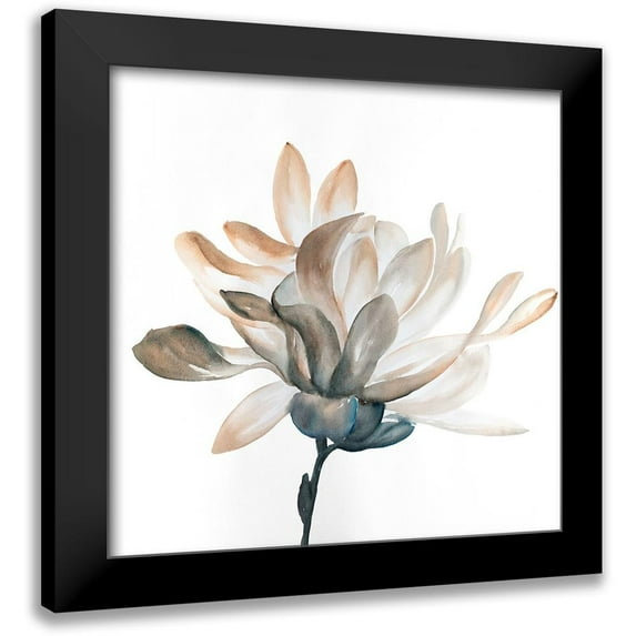 Atelier B Art Studio 12x12 Black Modern Framed Museum Art Print Titled - DESATURATED FLOWER WITH BEAUTIFUL PETALS