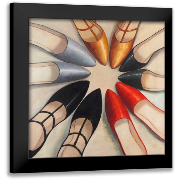 Atelier B Art Studio 12x12 Black Modern Framed Museum Art Print Titled - Five Womens Ballerina Shoes Style