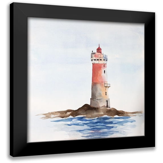 Atelier B Art Studio 12x12 Black Modern Framed Museum Art Print Titled - French Phare Les Pierres Noires