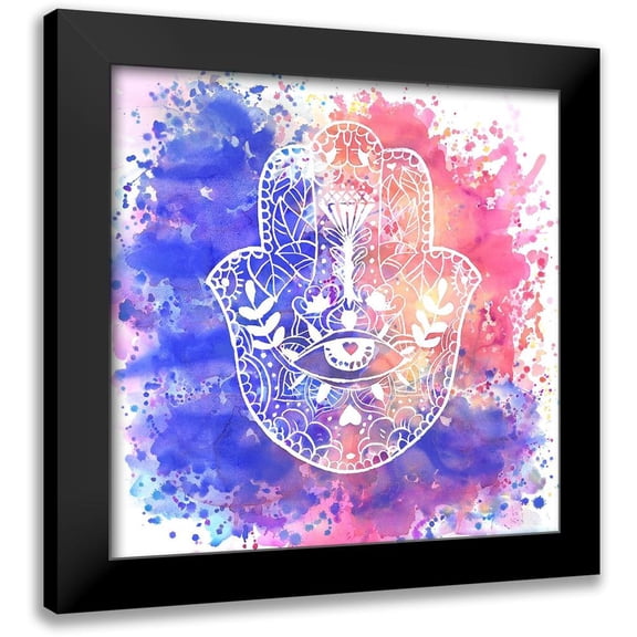 Atelier B Art Studio 12x12 Black Modern Framed Museum Art Print Titled - HAMSA HAND