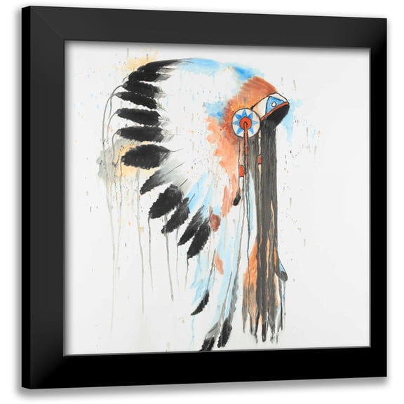 Atelier B Art Studio 12x12 Black Modern Framed Museum Art Print Titled - Indian War Bonnet