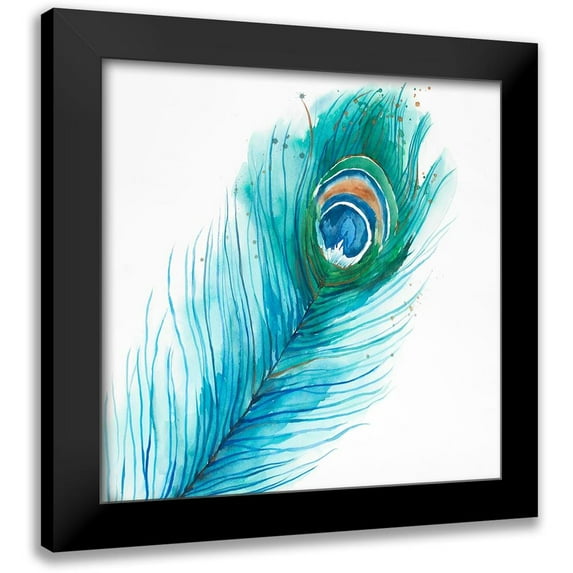 Atelier B Art Studio 12x12 Black Modern Framed Museum Art Print Titled - Long Peacock Feather