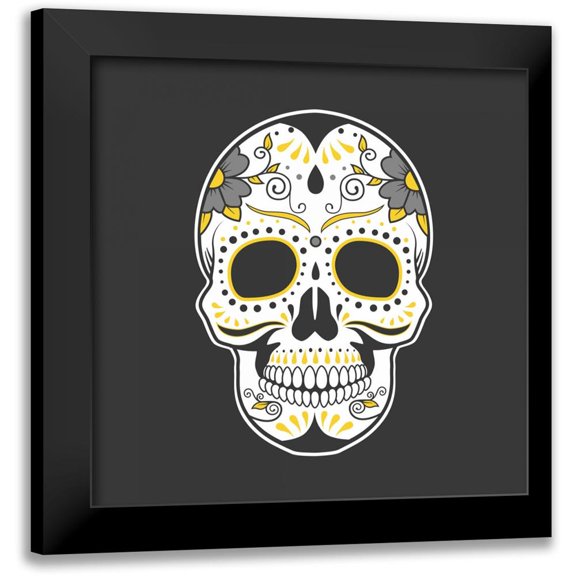 Atelier B Art Studio 12x12 Black Modern Framed Museum Art Print Titled - Mexican Sugar Skull Art