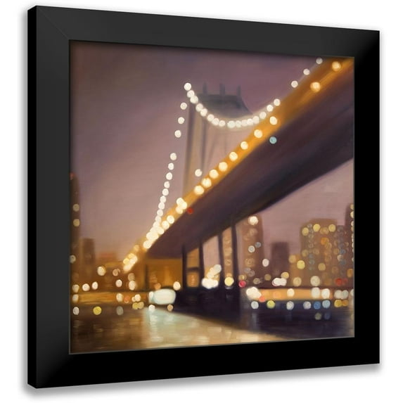 Atelier B Art Studio 12x12 Black Modern Framed Museum Art Print Titled - NEW-YORK AT NIGHT